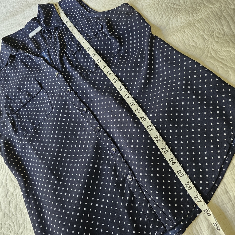 NY&Co Navy Polka Dot Star Blouse - Picture 5 of 7